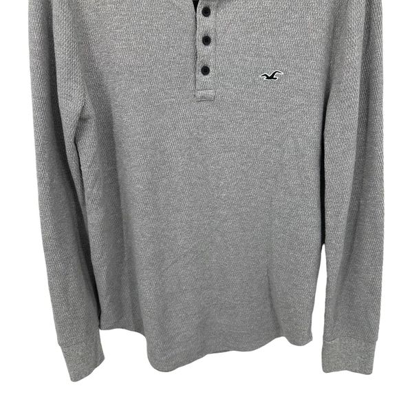 Hollister California Mens Henley Tee Long Sleeve Thermal Pullover Small Gray - Picture 3 of 13